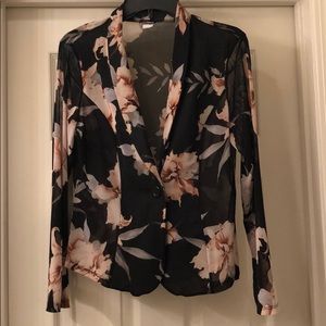 Floral blazer sheer jacket